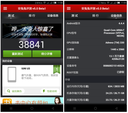 IUNI U3 w AnTuTu / fot. cnmo.com